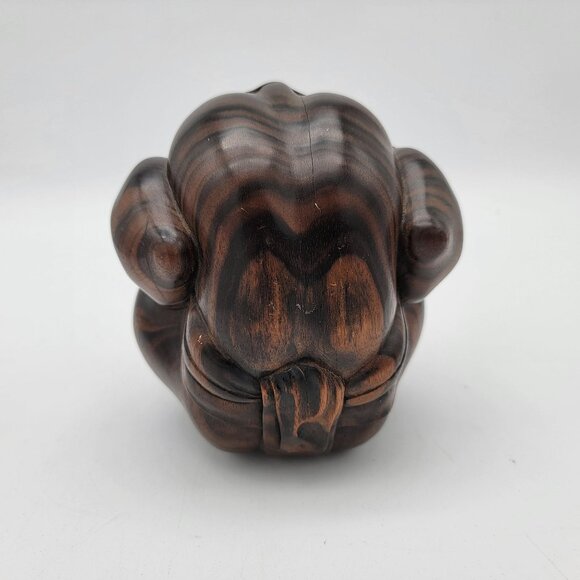 Carved Rosewood Wooden Weeping Buddha Figure - Picture 3 of 11